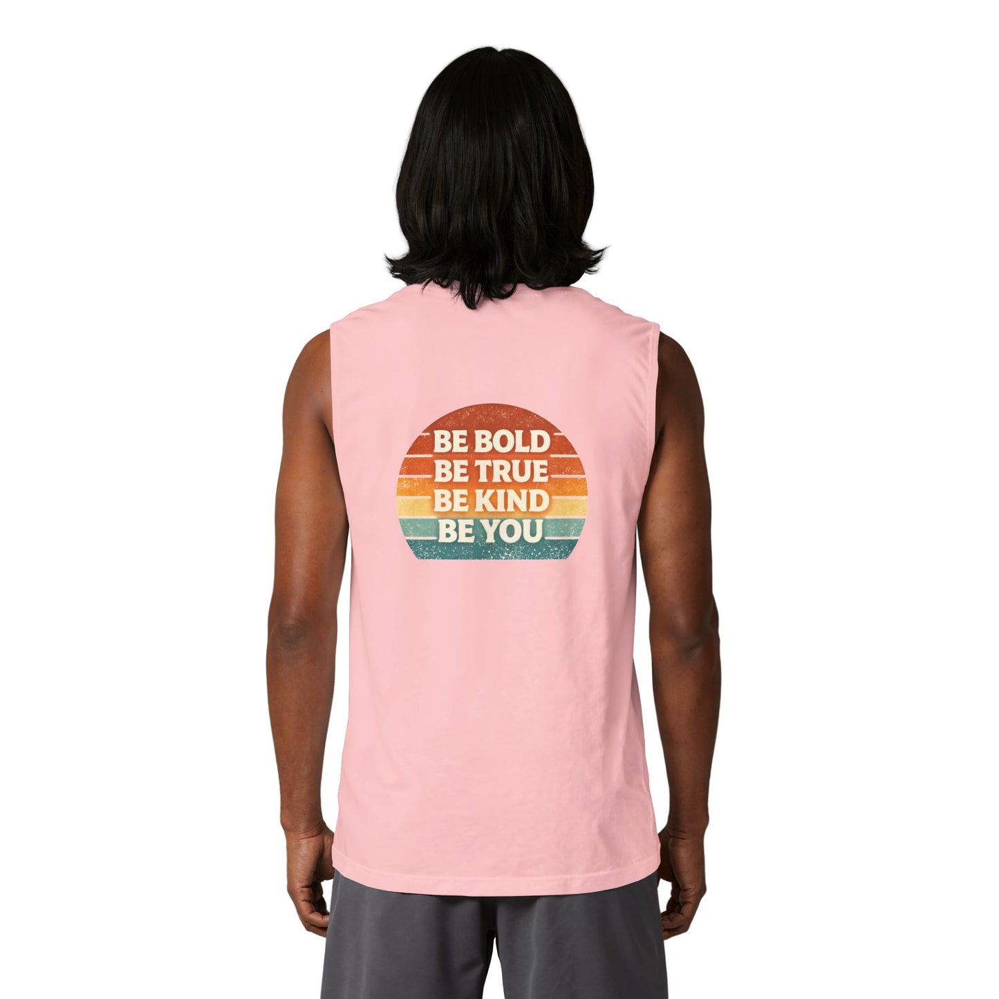 Teatime Muscle Tank — "It's Titled Teatime, Baby!" Vintage Retro Positive Back Print