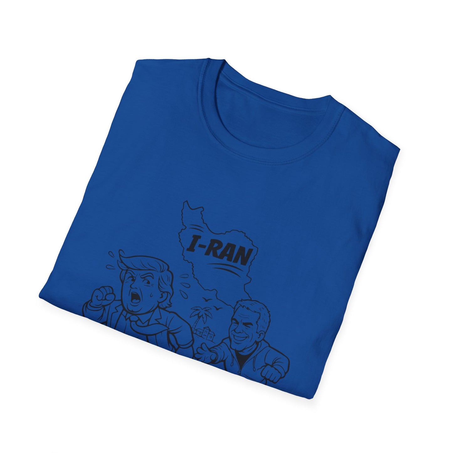 Political Satire T-Shirt — "I-Ran" From The Epstein Files Cartoon Design Trump