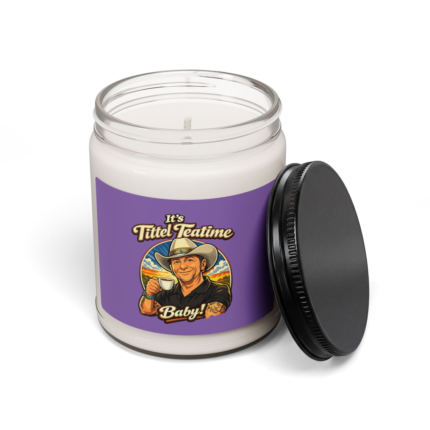 It's Tittel Teatime Baby! Soy Candle — 9oz Scented Jar (Country Cowboy Gift)