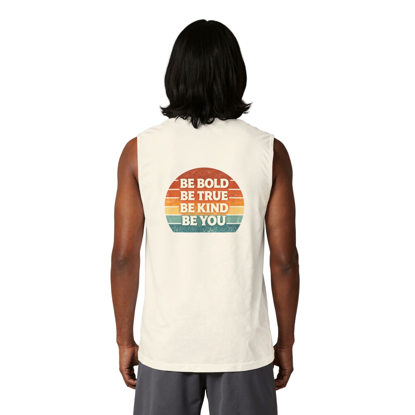 Teatime Muscle Tank — "It's Titled Teatime, Baby!" Vintage Retro Positive Back Print
