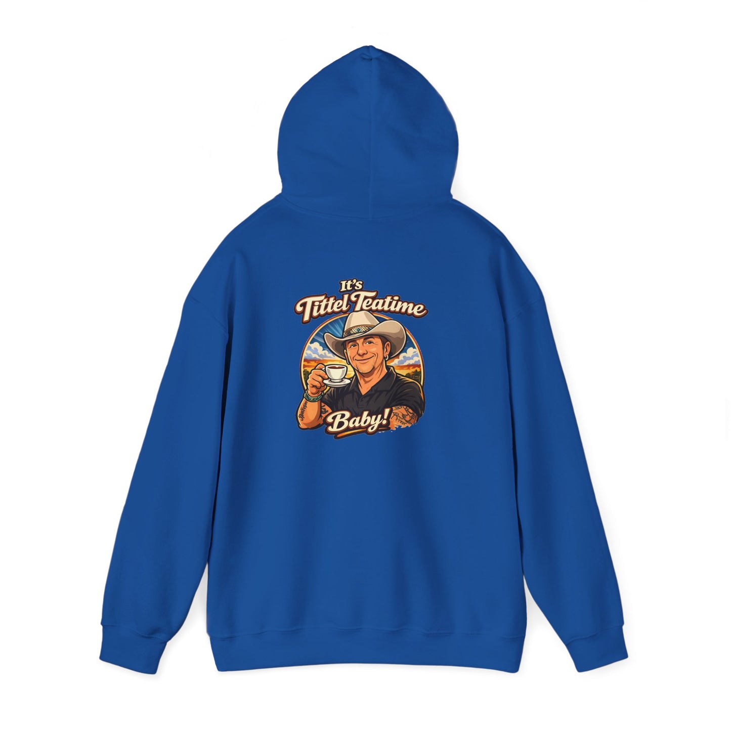 Tea Time Hoodie — "It's TeaTime Baby!" Retro Cowboy Graphic Hoodie