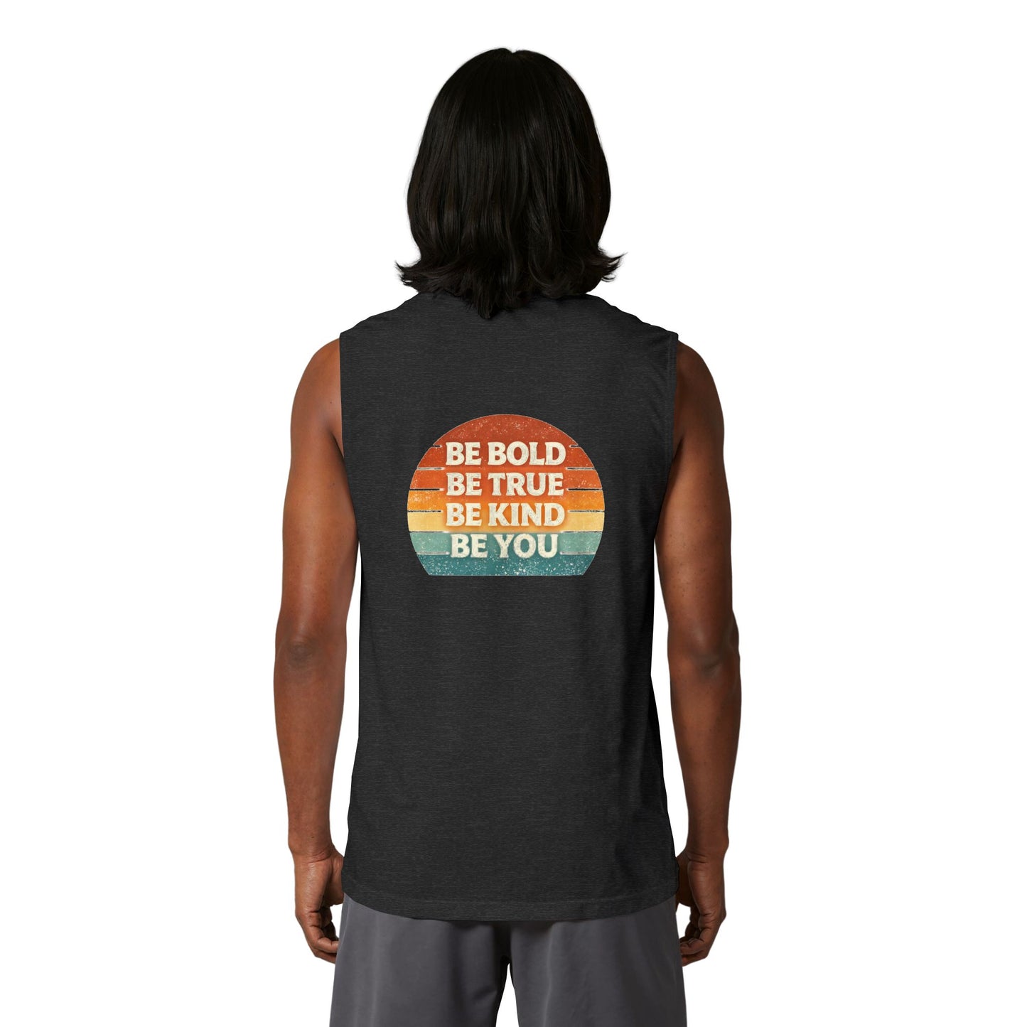 Teatime Muscle Tank — "It's Titled Teatime, Baby!" Vintage Retro Positive Back Print