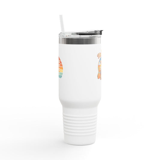40oz Insulated Travel Mug — Retro 'Tea Time Baby!' Cowboy Graphic Tumbler
