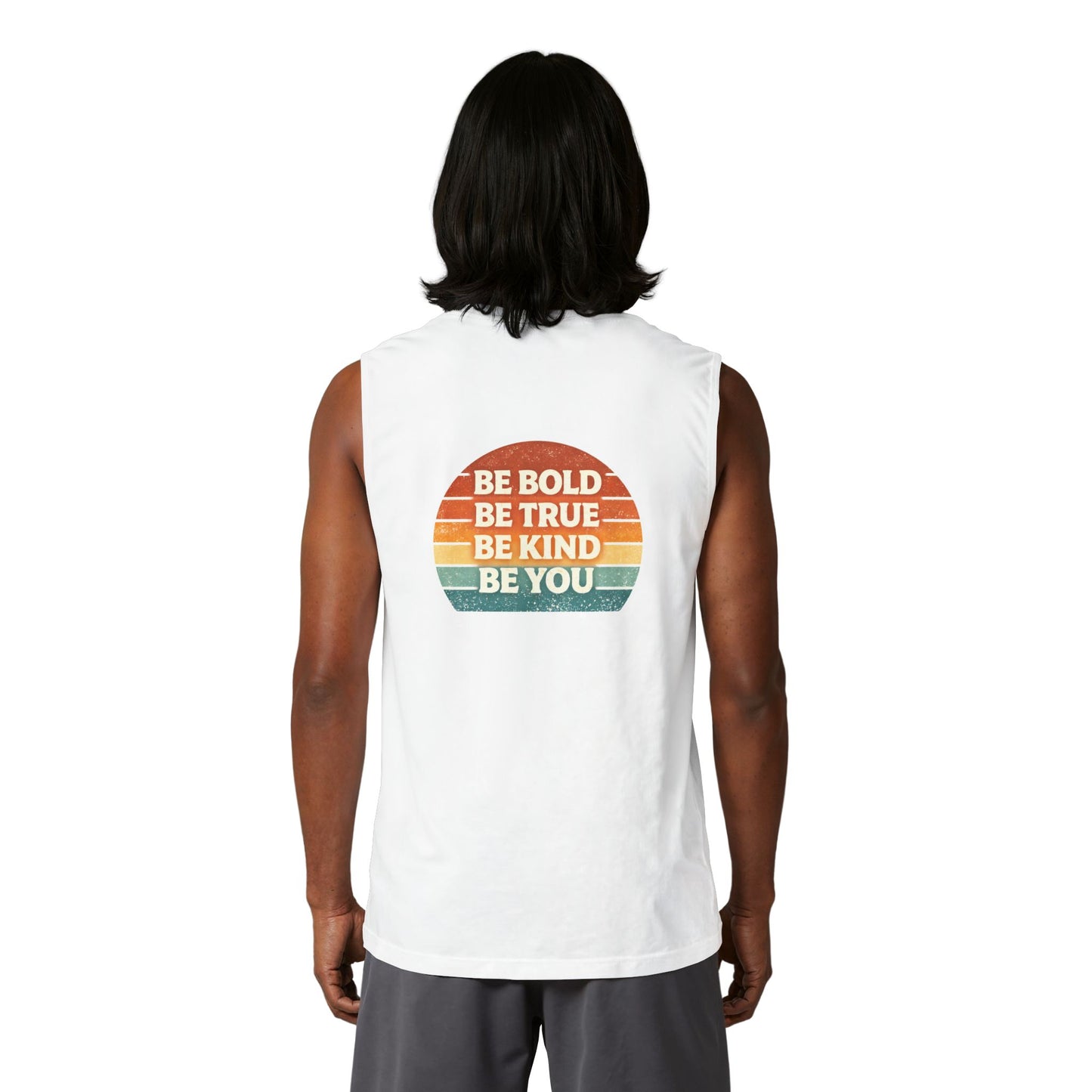 Teatime Muscle Tank — "It's Titled Teatime, Baby!" Vintage Retro Positive Back Print