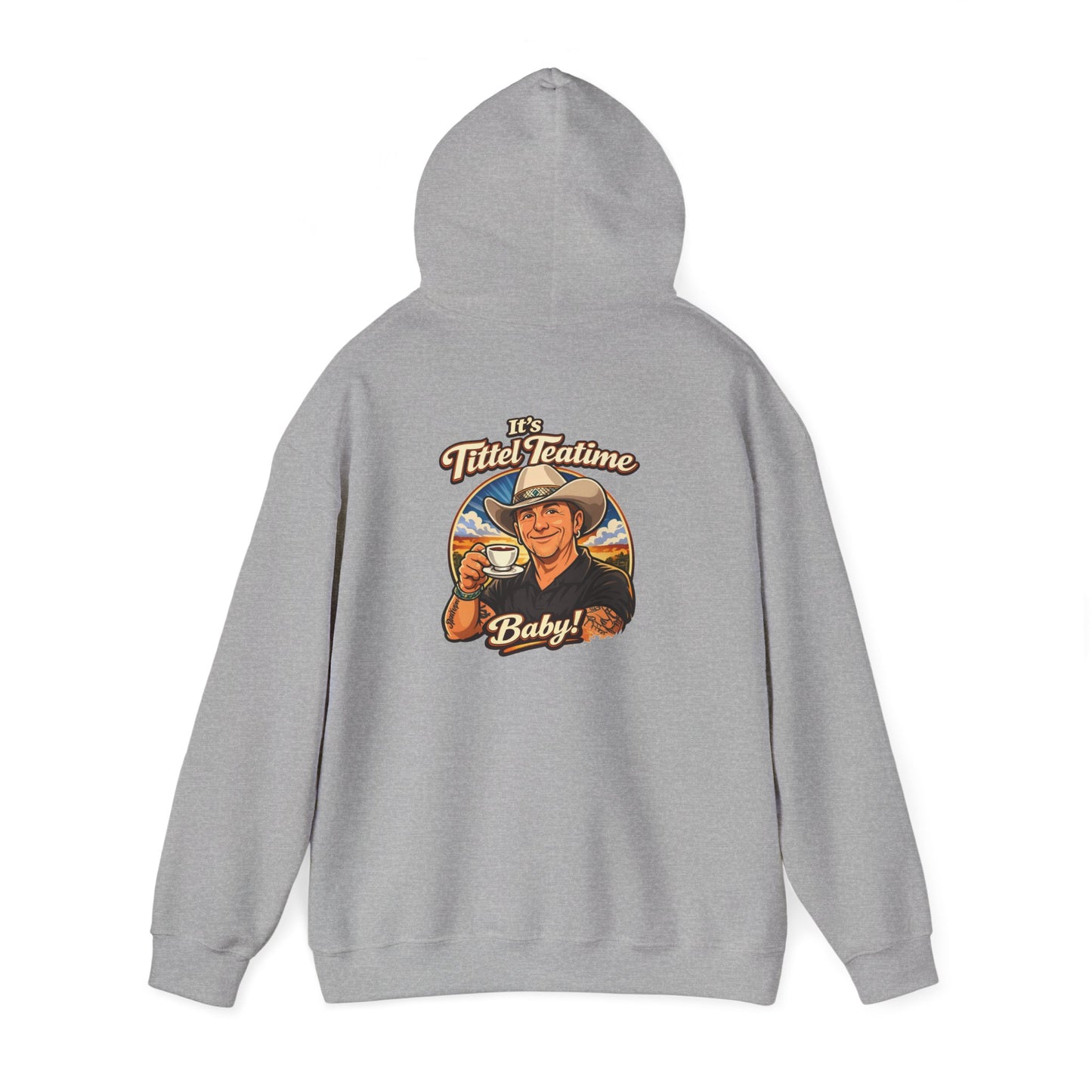 Tea Time Hoodie — "It's TeaTime Baby!" Retro Cowboy Graphic Hoodie