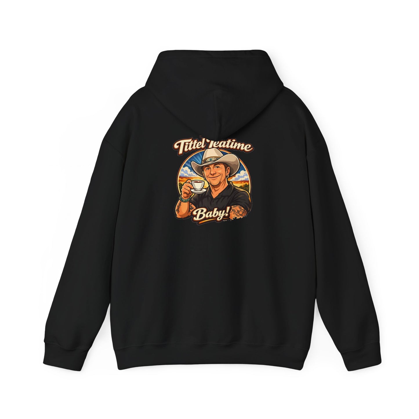 Tea Time Hoodie — "It's TeaTime Baby!" Retro Cowboy Graphic Hoodie