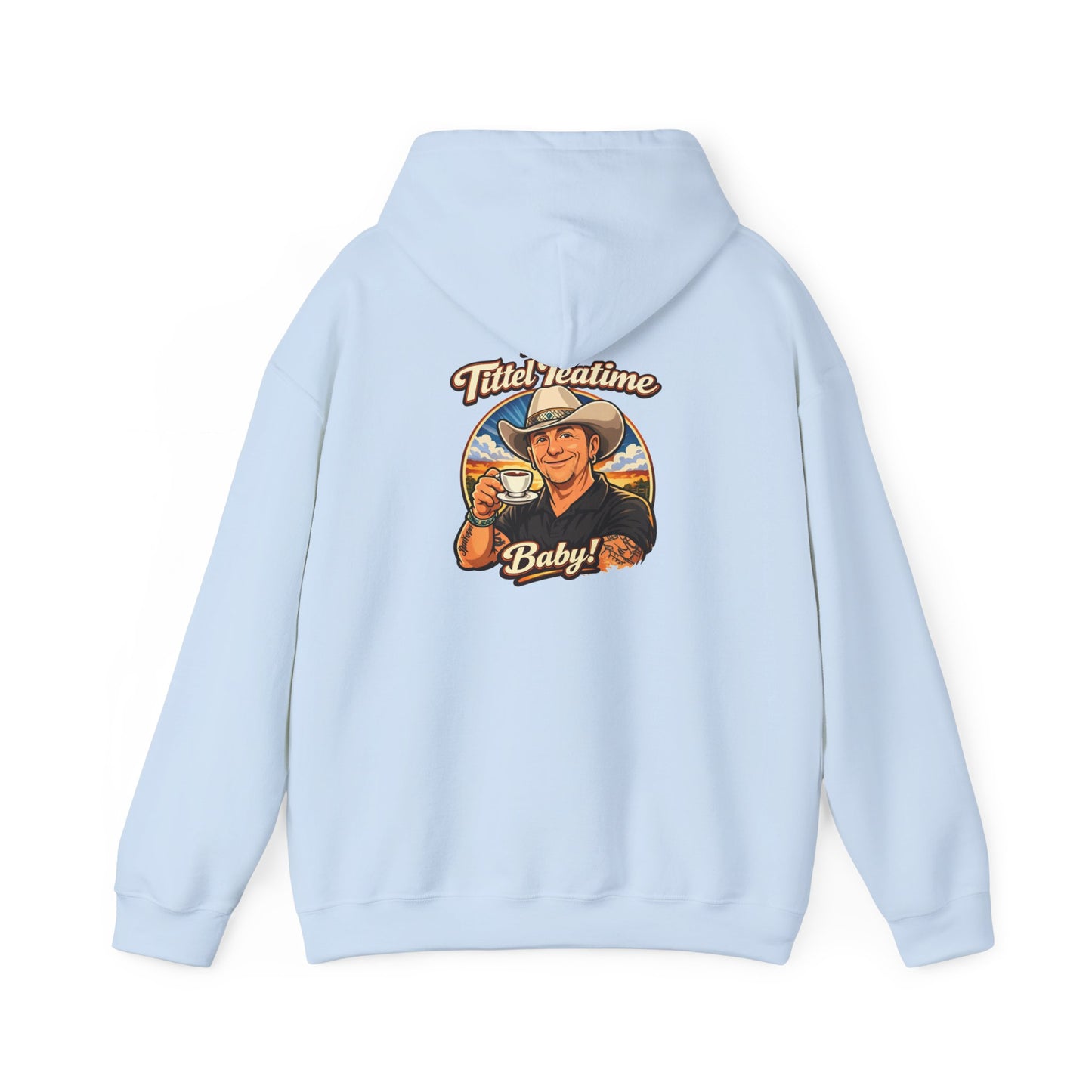 Tea Time Hoodie — "It's TeaTime Baby!" Retro Cowboy Graphic Hoodie