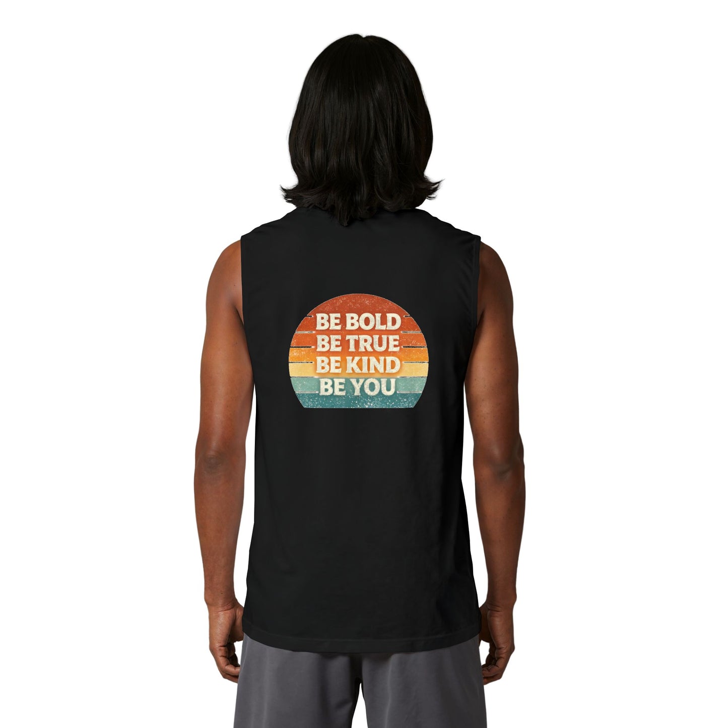 Teatime Muscle Tank — "It's Titled Teatime, Baby!" Vintage Retro Positive Back Print
