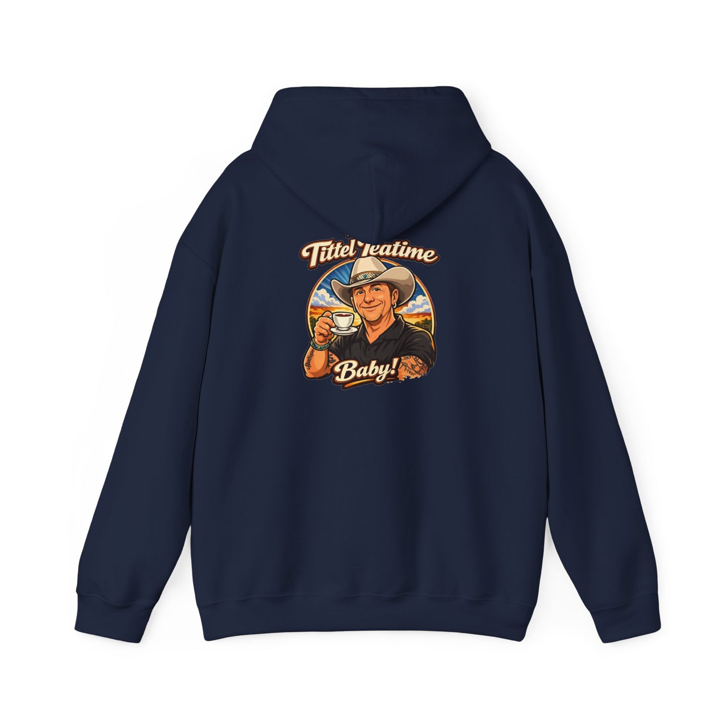 Tea Time Hoodie — "It's TeaTime Baby!" Retro Cowboy Graphic Hoodie