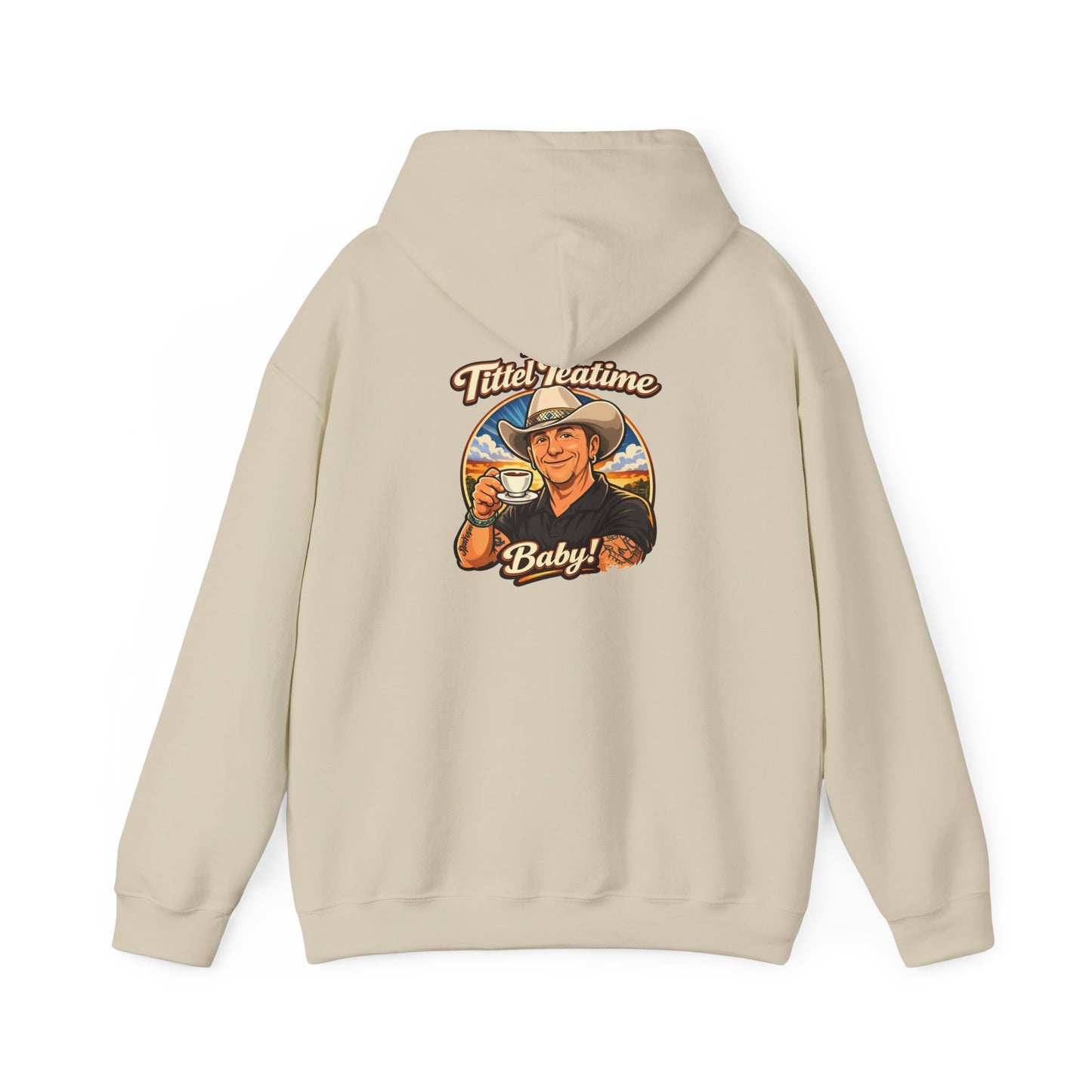 Tea Time Hoodie — "It's TeaTime Baby!" Retro Cowboy Graphic Hoodie