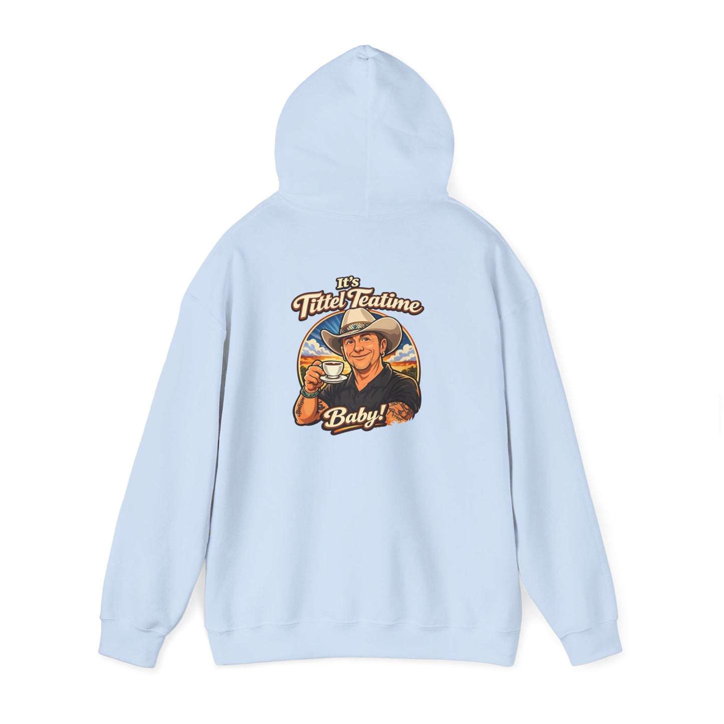 Tea Time Hoodie — "It's TeaTime Baby!" Retro Cowboy Graphic Hoodie