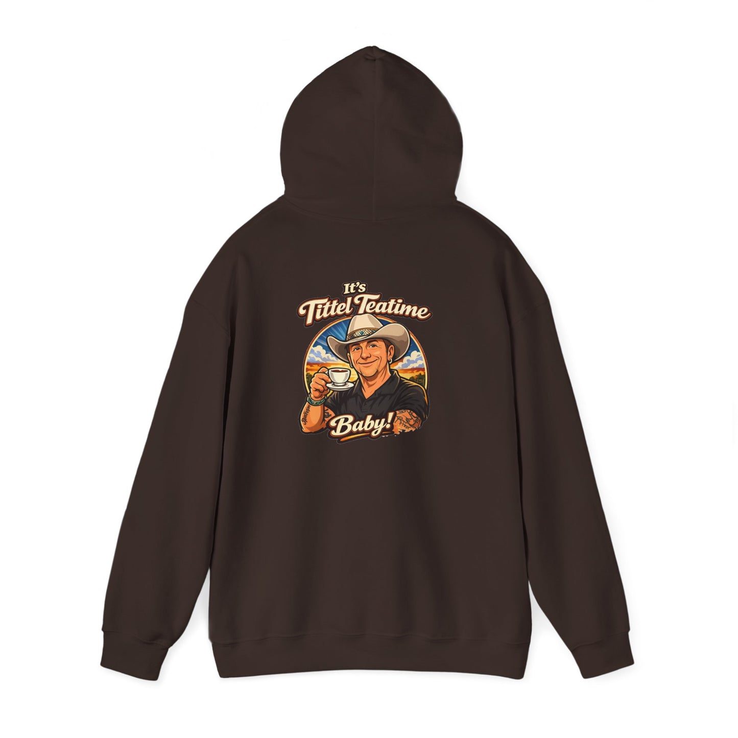Tea Time Hoodie — "It's TeaTime Baby!" Retro Cowboy Graphic Hoodie