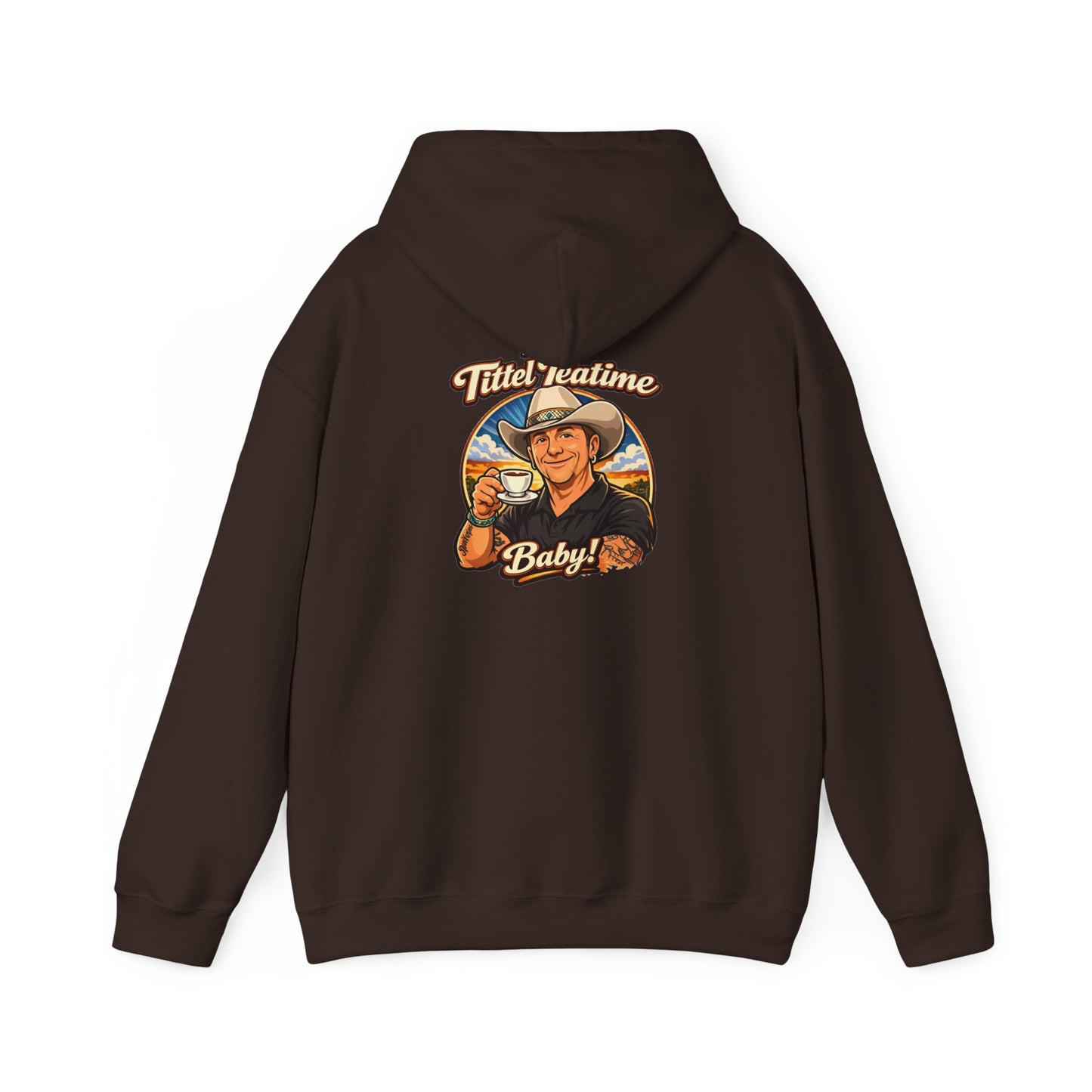 Tea Time Hoodie — "It's TeaTime Baby!" Retro Cowboy Graphic Hoodie