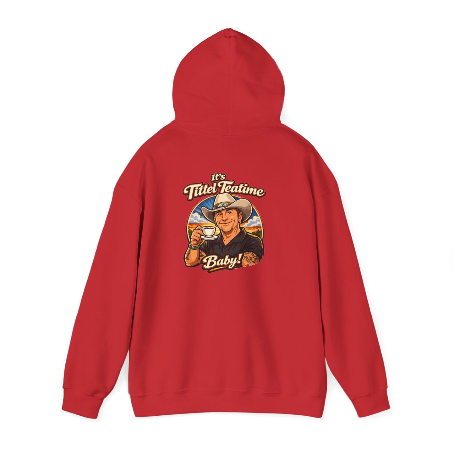 Tea Time Hoodie — "It's TeaTime Baby!" Retro Cowboy Graphic Hoodie