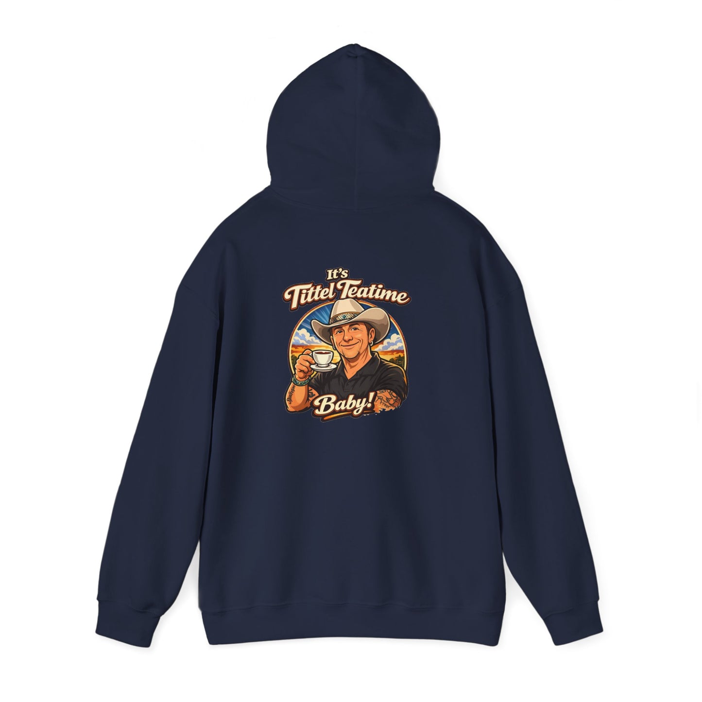 Tea Time Hoodie — "It's TeaTime Baby!" Retro Cowboy Graphic Hoodie