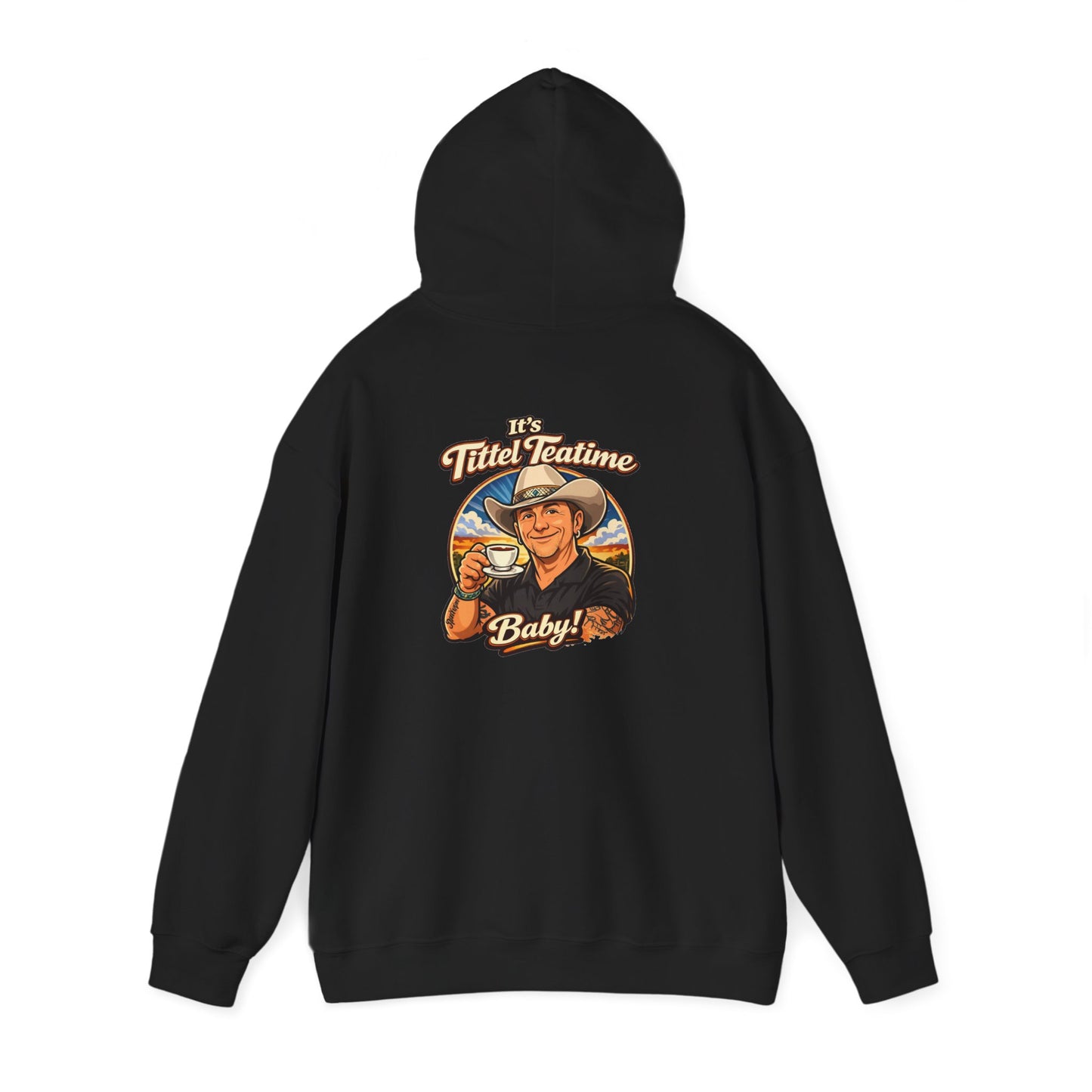 Tea Time Hoodie — "It's TeaTime Baby!" Retro Cowboy Graphic Hoodie