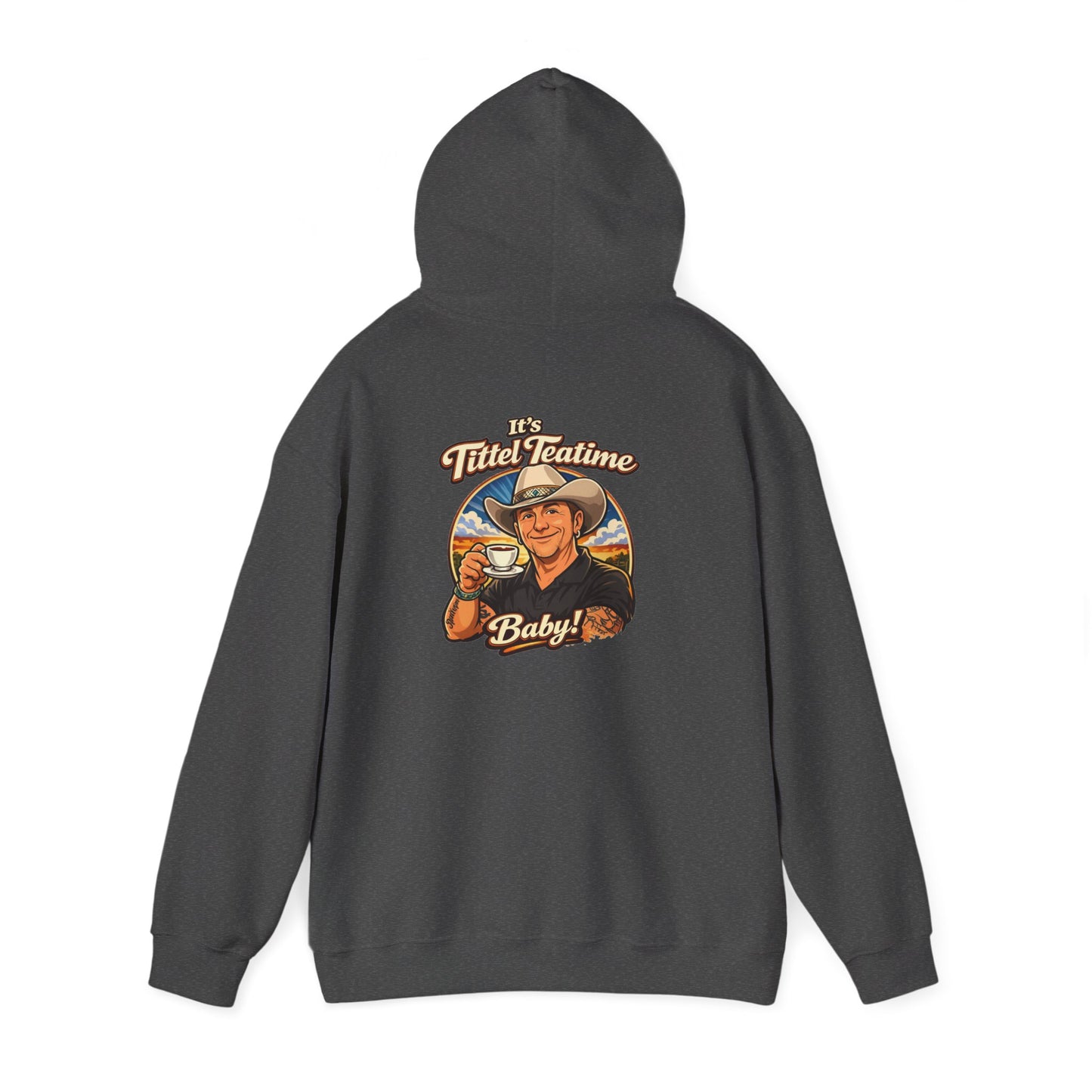Tea Time Hoodie — "It's TeaTime Baby!" Retro Cowboy Graphic Hoodie